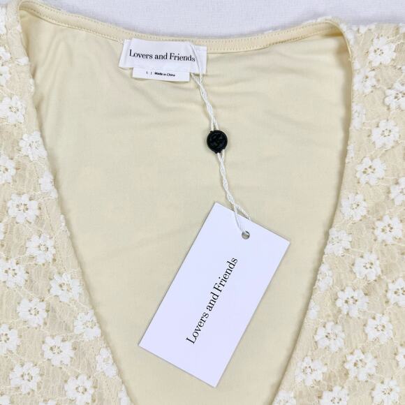 Revolve Lovers and Friends Womens Zoey Lace Midi Dress Large Ivory Cream - Picture 3 of 16